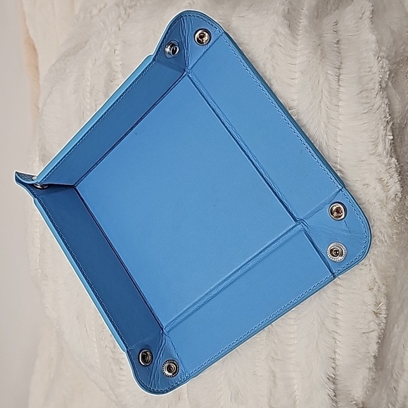 Faux Leather Jewelry Tray Powder Blue Reptile Textured Organizer - Picture 9 of 12